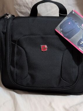 SwissGear Black Toiletry Bag with Red Emblem